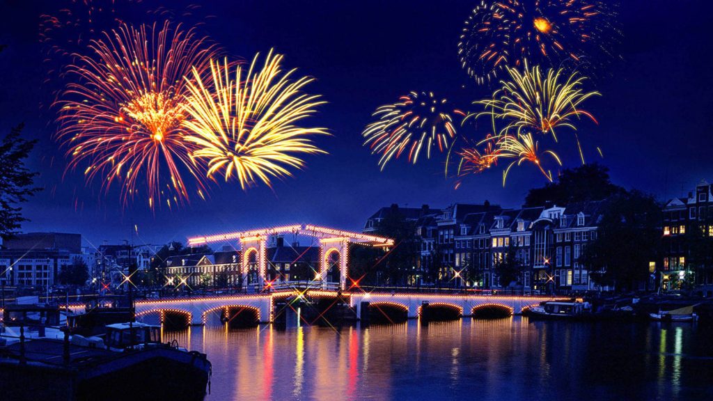 Holland city travel fireworks wallpaper